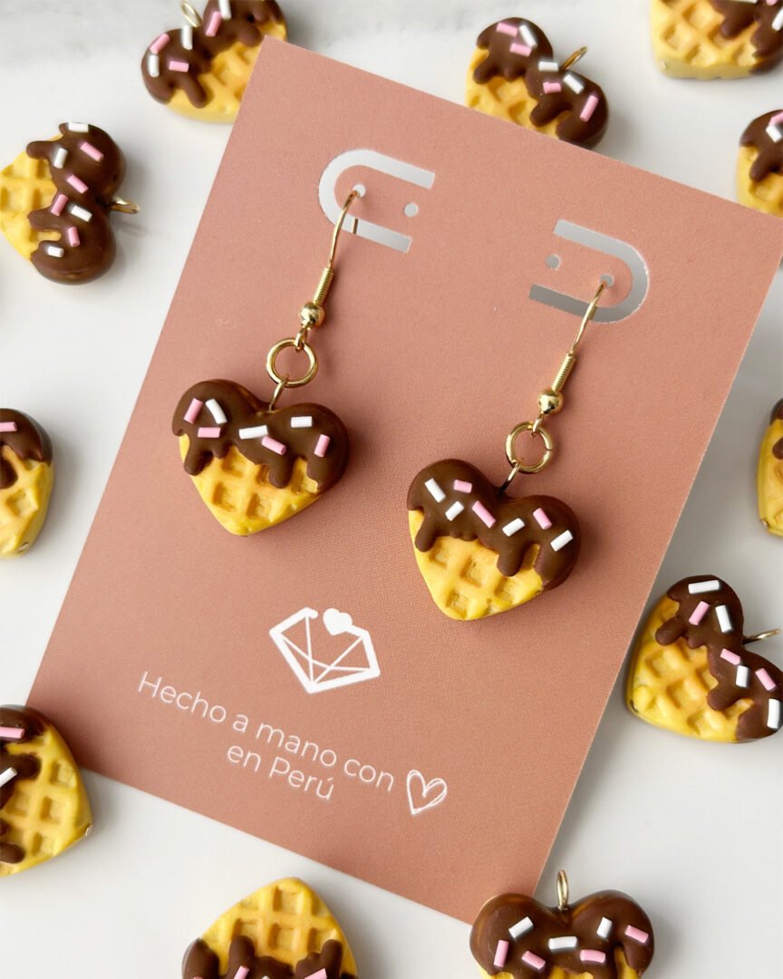 Waffle corazón bañado en chocolate